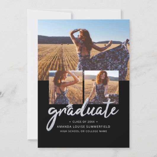 Afstuderen 2025 Zwart Script Afstudeerder Fotocoll Aankondiging (Voorkant)
