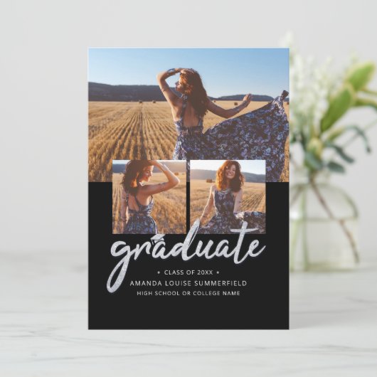 Afstuderen 2025 Zwart Script Afstudeerder Fotocoll Aankondiging (Staand voorkant)