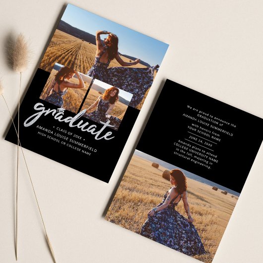 Afstuderen 2025 Zwart Script Afstudeerder Fotocoll Aankondiging