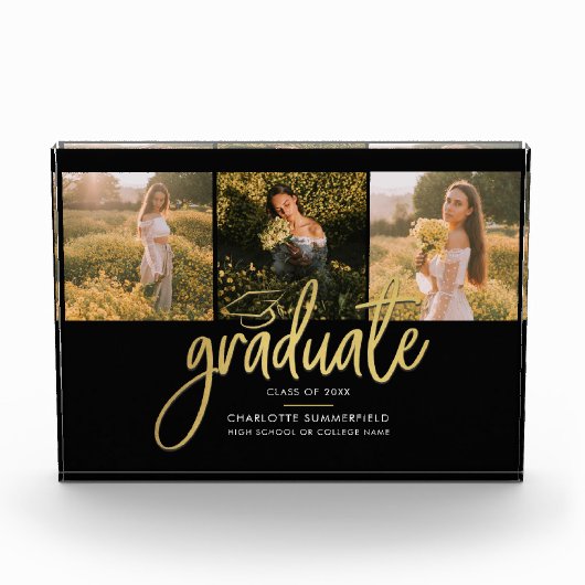 Afstuderen 2025 Zwart Script Afstuderen Keepsake Fotoblokken (Voorkant)