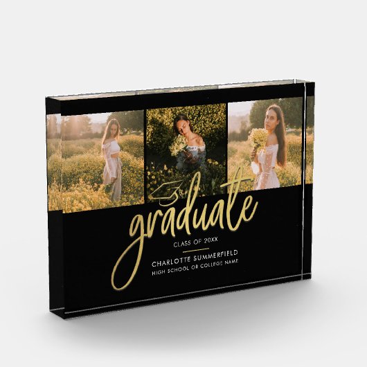 Afstuderen 2025 Zwart Script Afstuderen Keepsake Fotoblokken (Links)