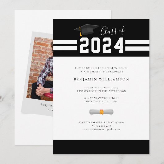 Afstuderen 2025 Zwart Wit Foto Kaart (Voorkant / Achterkant)