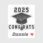 Afstuderen 2025 Zwart Wit pet Gefeliciteerd Sticker (Vel)