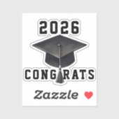 Afstuderen 2025 Zwart Wit pet Gefeliciteerd Sticker (Vel)