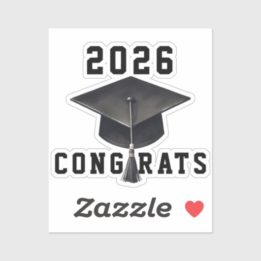 Afstuderen 2025 Zwart Wit pet Gefeliciteerd Sticker (Vel)