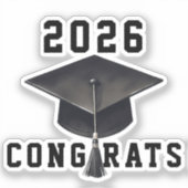 Afstuderen 2025 Zwart Wit pet Gefeliciteerd Sticker (Voorkant)