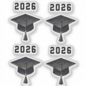 Afstuderen 2025 zwart wit pet set van 4 sticker (Voorkant)