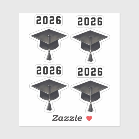 Afstuderen 2025 zwart wit pet set van 4 sticker (Vel)