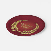 Afstuderen 2025Gouden lauwerkrans op rood Papieren Bordje (Gekanteld)