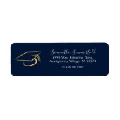 Afstuderen 2026 Afgestudeerd Navy Blauwe Retouradr Etiket (Voorkant)