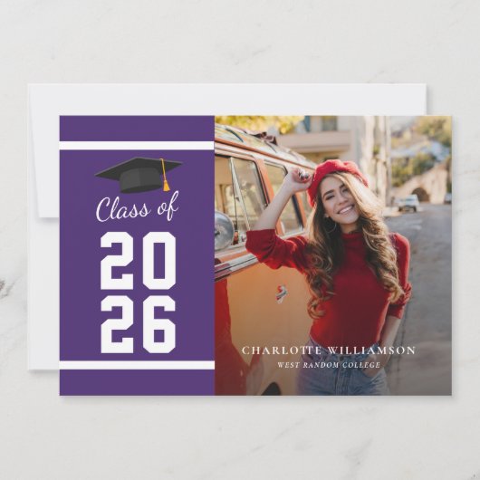 Afstuderen 2026 Afstudeerfoto Paars en Wit Aankondiging (Voorkant)