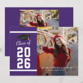 Afstuderen 2026 Afstudeerfoto Paars en Wit Aankondiging (Voorkant / Achterkant)