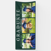 Afstuderen 2026 Afstudeerfoto's Groen Script Feest Spandoek (Verticaal)