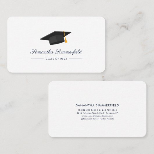 Afstuderen 2026 Elegante Script Afstudeer Contactkaartje (Voorkant / Achterkant)