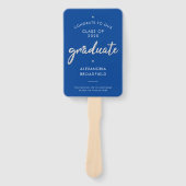 Afstuderen 2026 Foto Blauwe Script Afstudeerfeest Handwaaier (Voorkant)
