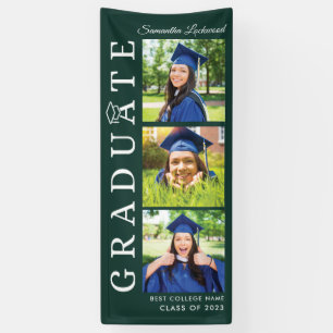 Afstuderen 2026 Fotocollage Groen en Wit Afgestude Spandoek
