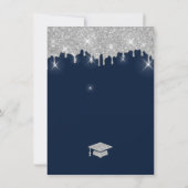 Afstuderen 2026 Glitter Afstudeerfeest Navyblauw F Kaart (Achterkant)