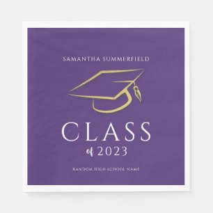 Afstuderen 2026 Gouden Hoed Paarse Afstudeerfeest  Servet