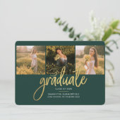 Afstuderen 2026 Groene Foto Collage Script Grad Aankondiging (Staand voorkant)