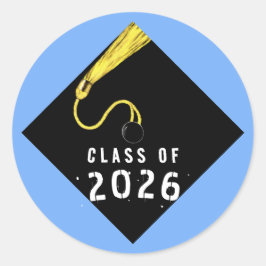 Afstuderen 2026 Lichtblauw Ronde Sticker