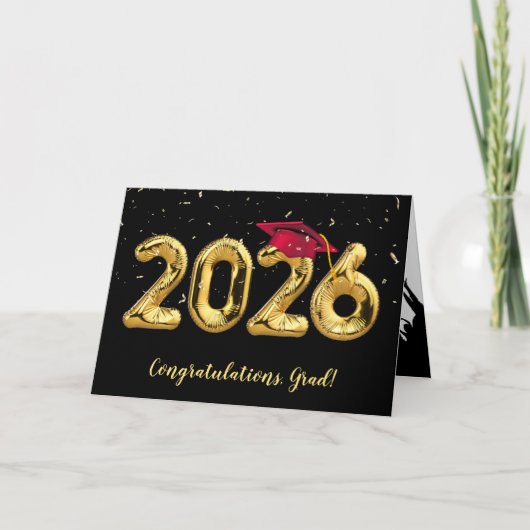 Afstuderen 2026 Met Rode Mut en Confetti Kaart (Voorkant)