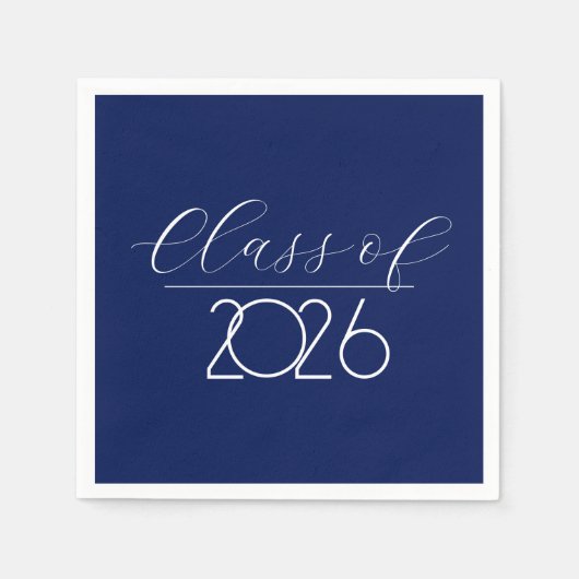 Afstuderen 2026 Navy Blauw en Wit Servet (Voorkant)