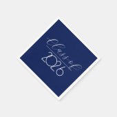 Afstuderen 2026 Navy Blauw en Wit Servet (Hoek)