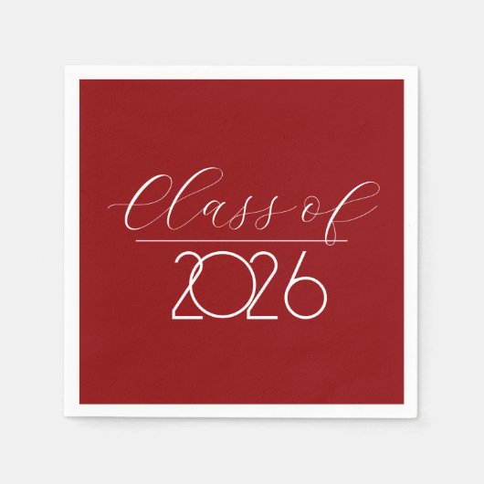 Afstuderen 2026 Rood en Wit Servet (Voorkant)