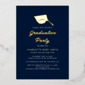 Afstuderen 2026 Script Navy Blauwe Afstudeerfeest  Folie Uitnodiging (Voorkant)