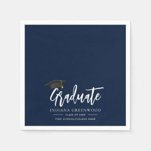 Afstuderen 2026 Script Navy Blauwe Papieren servet