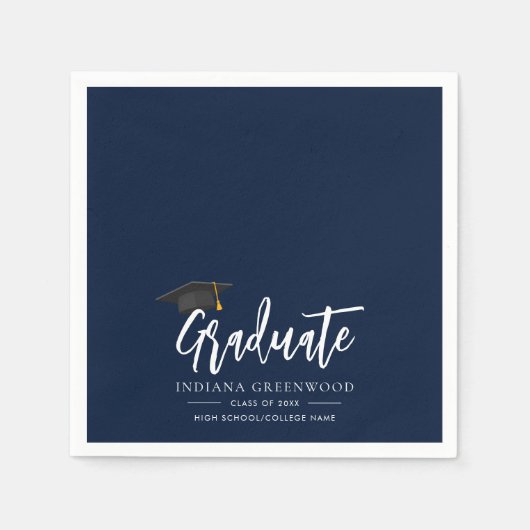 Afstuderen 2026 Script Navy Blauwe Papieren servet (Voorkant)