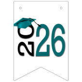 Afstuderen 2026 Turkoois en Zwart Vlaggetjes (Derde vlag)