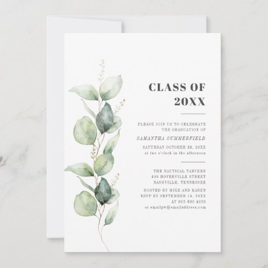Afstuderen 2026 Waterverf Eucalyptus Afstudeerfees Kaart (Voorkant)