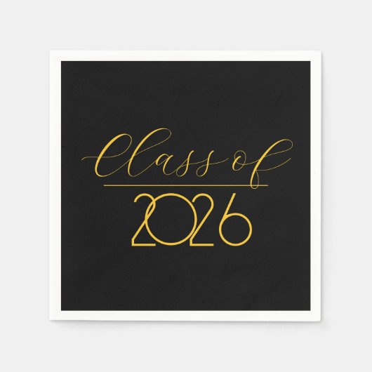 Afstuderen 2026 Zwart en Goud Servet (Voorkant)