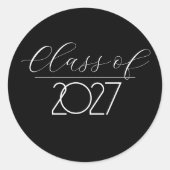 Afstuderen 2027 Zwart-wit Ronde Sticker (Voorkant)