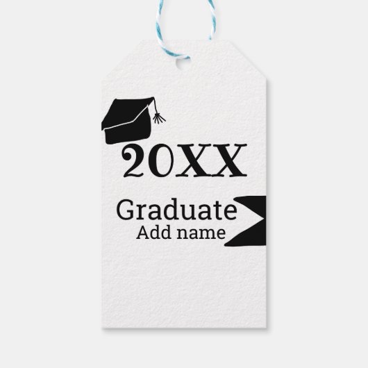 Afstuderen 20XX afstuderen pet eenvoudig Minimal M Cadeaulabel (Achterkant)