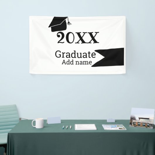 Afstuderen 20XX afstuderen pet eenvoudig Minimal M Spandoek (Beurs)