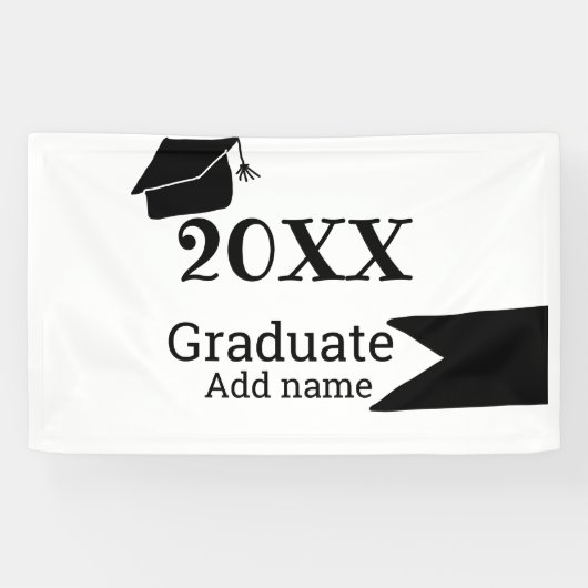 Afstuderen 20XX afstuderen pet eenvoudig Minimal M Spandoek (Horizontaal)
