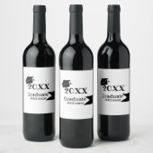 Afstuderen 20XX afstuderen pet eenvoudig Minimal M Wijn Etiket (Flessen)