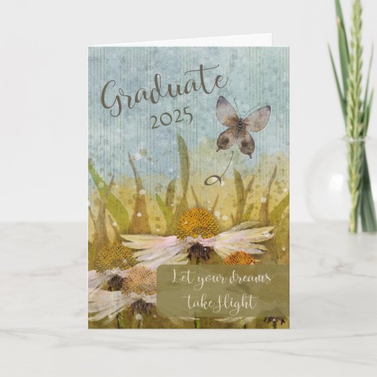 Afstuderen 20xx Gefeliciteerd Vlinder & Bloem Kaart (Voorkant)