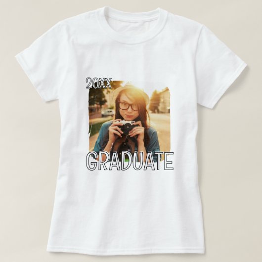 Afstuderen 20XX Modern Eenvoudig Aangepaste Foto T-shirt (Design voorkant)