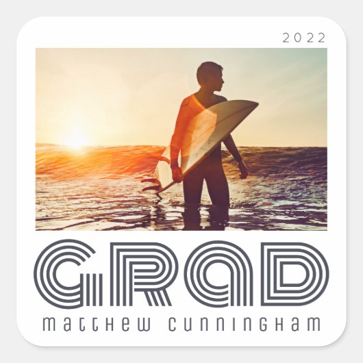 Afstuderen 20XX Retro Cool Simple Afstudeerder Yea Vierkante Sticker (Voorkant)