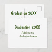 Afstuderen 20XX Voeg jaarnaam school groen modern Briefkaart (Voorkant / Achterkant)