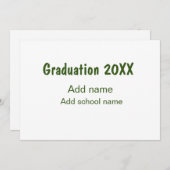 Afstuderen 20XX Voeg jaarnaam school groen modern Feestdagenkaart (Voorkant / Achterkant)