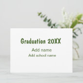 Afstuderen 20XX Voeg jaarnaam school groen modern Feestdagenkaart (Staand voorkant)