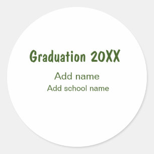 Afstuderen 20XX Voeg jaarnaam school groen modern Ronde Sticker