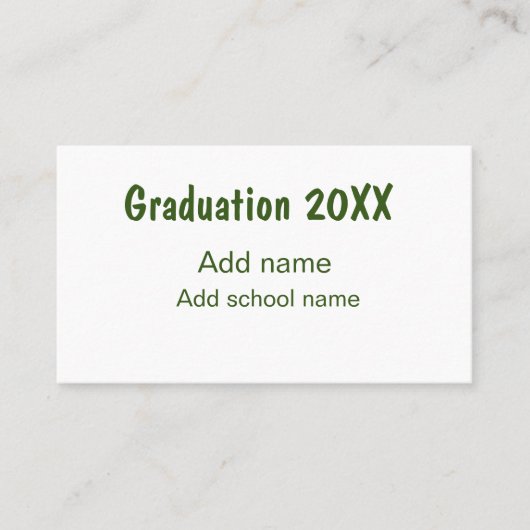 Afstuderen 20XX Voeg jaarnaam school groen modern Visitekaartje (Voorkant)