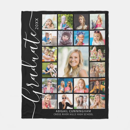 Afstuderen 21 Aangepaste kleur voor Photo Collage  Fleece Deken (Voorkant)