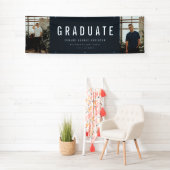Afstuderen 2 foto blauw en wit modern feest spandoek (Insitu)