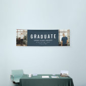 Afstuderen 2 foto blauw en wit modern feest spandoek (Beurs)
